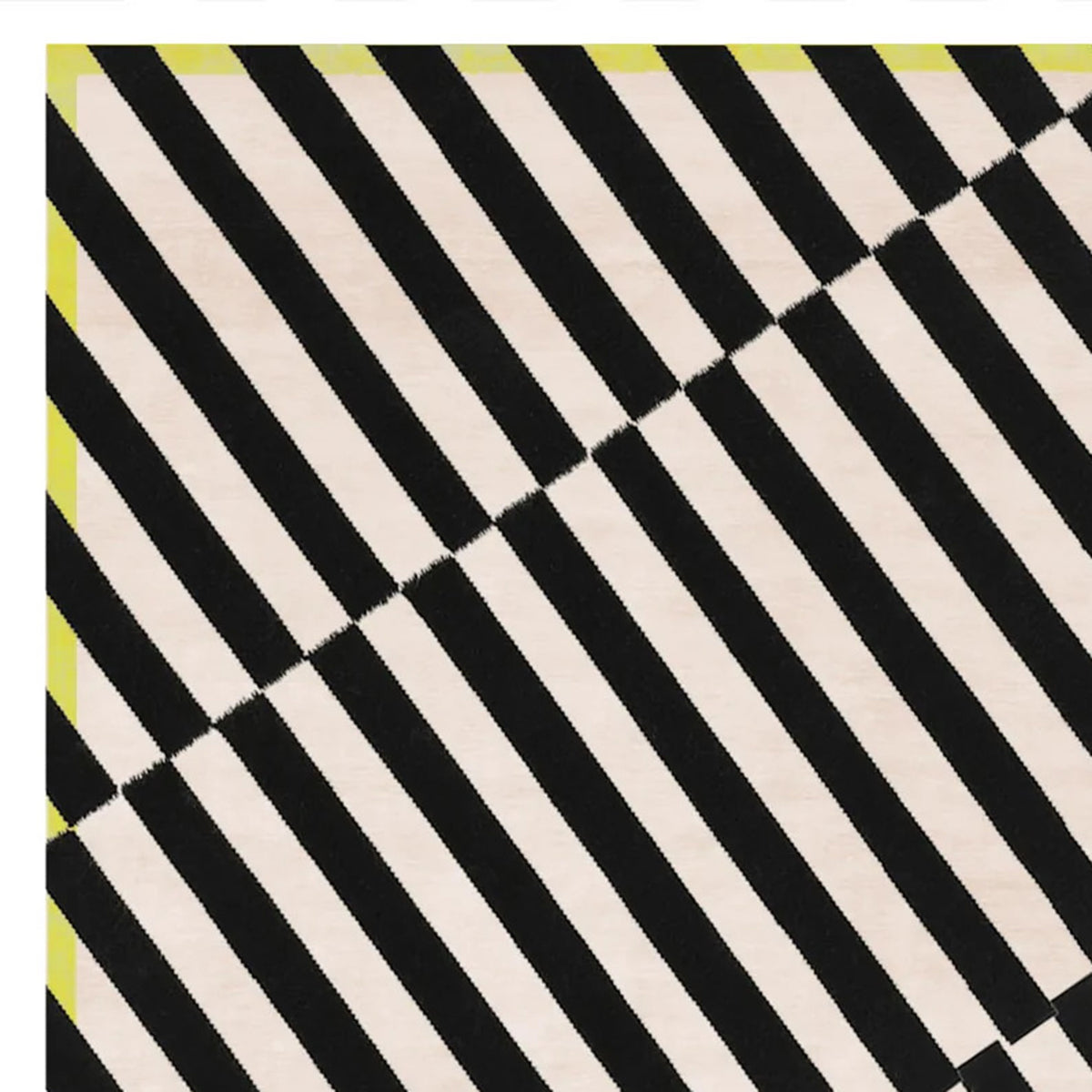 Gazzo GO200 Rug by Second Studio, showing closeup view of gazzo go200 rug by second studio in black/off-white & yellow.
