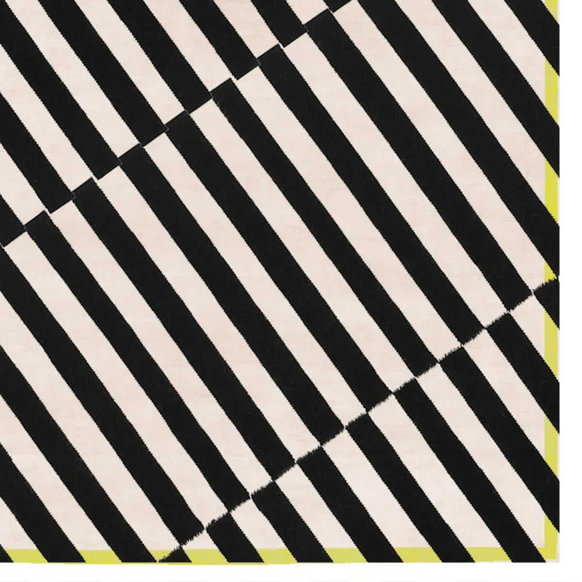 Gazzo GO200 Rug by Second Studio, showing closeup view of gazzo go200 rug by second studio in black/off-white & yellow.