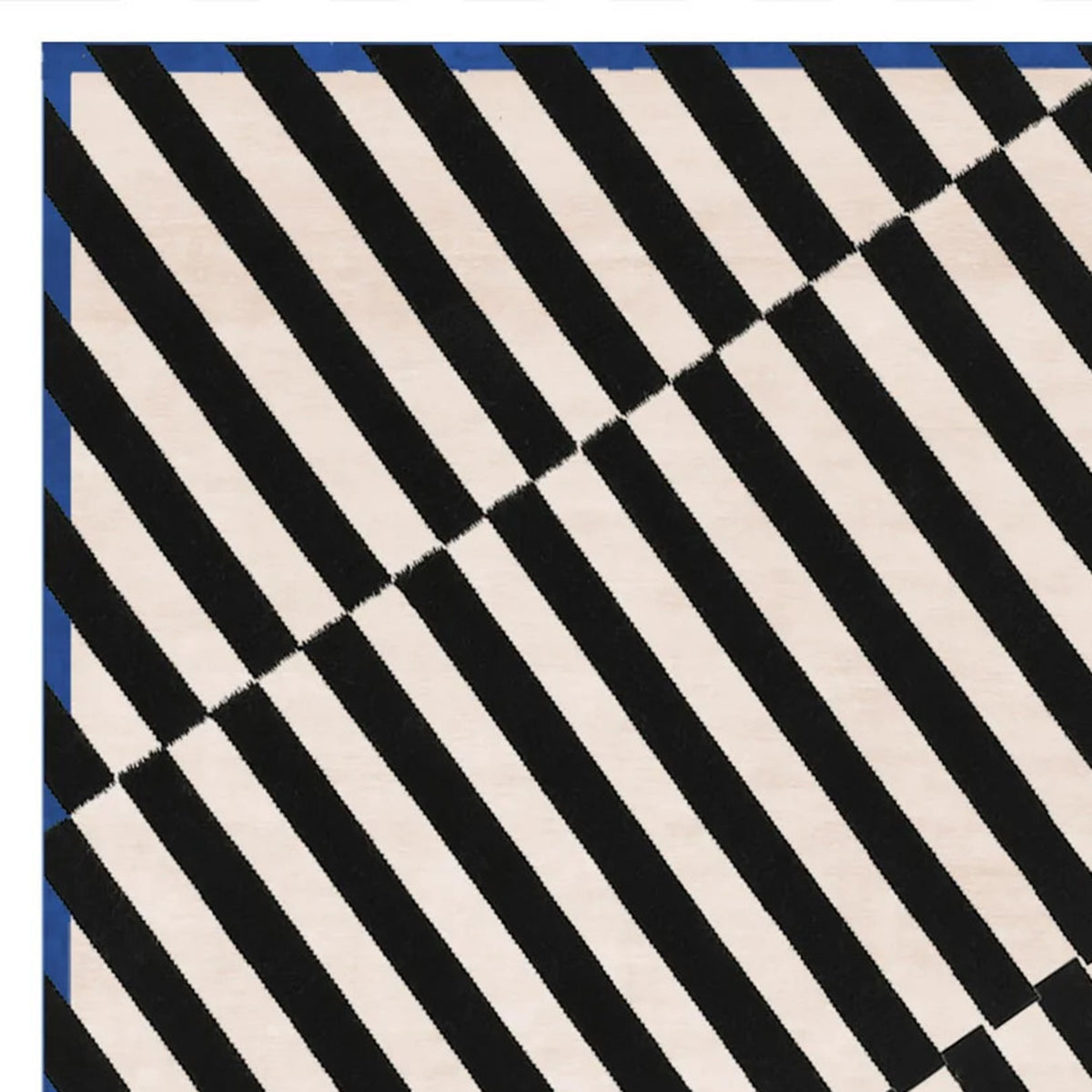 Gazzo GO201 Rug by Second Studio, showing closeup view of gazzo go201 rug by second studio in black/off-white & blue.