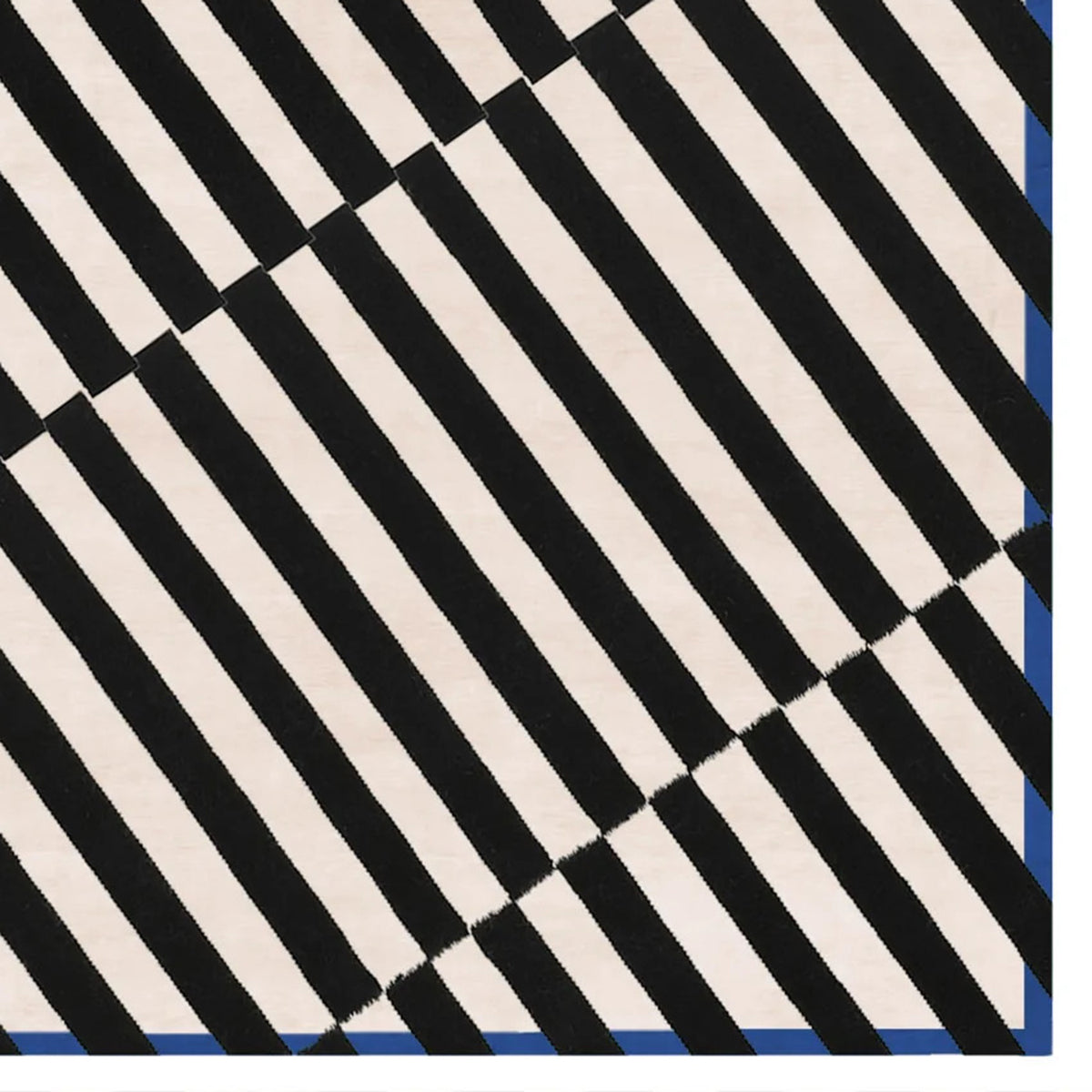 Gazzo GO201 Rug by Second Studio, showing closeup view of gazzo go201 rug by second studio in black/off-white & blue.