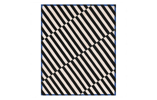 Gazzo GO201 Rug by Second Studio - Black, Off-White & Blue.