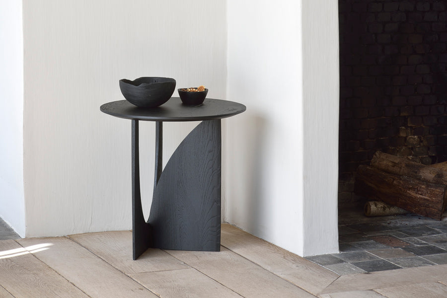 Geometric Side Table by Ethnicraft, showing geometric side table in live shot.