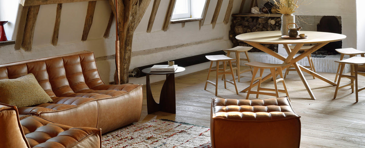 Geometric Side Table by Ethnicraft, showing geometric side table in live shot.