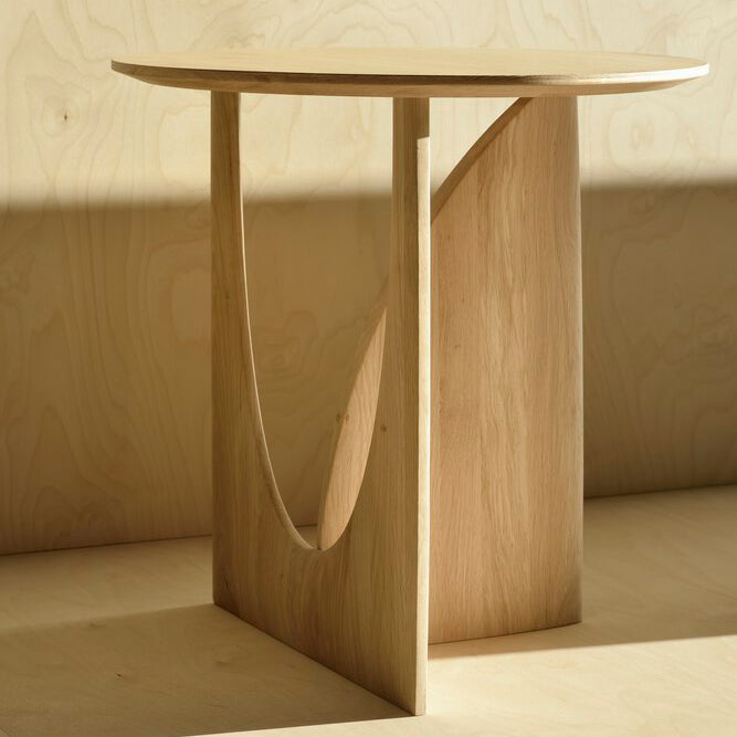 Geometric Side Table by Ethnicraft, showing geometric side table in live shot.