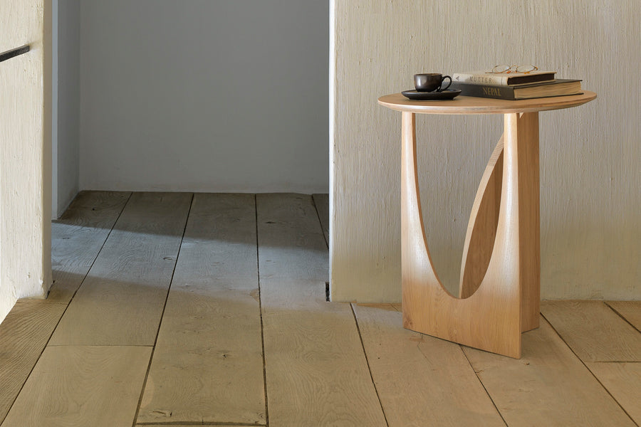 Geometric Side Table by Ethnicraft, showing geometric side table in live shot.