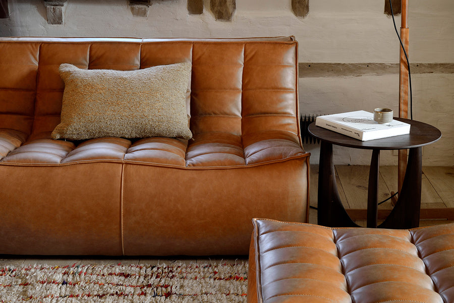 Geometric Side Table by Ethnicraft, showing geometric side table in live shot.