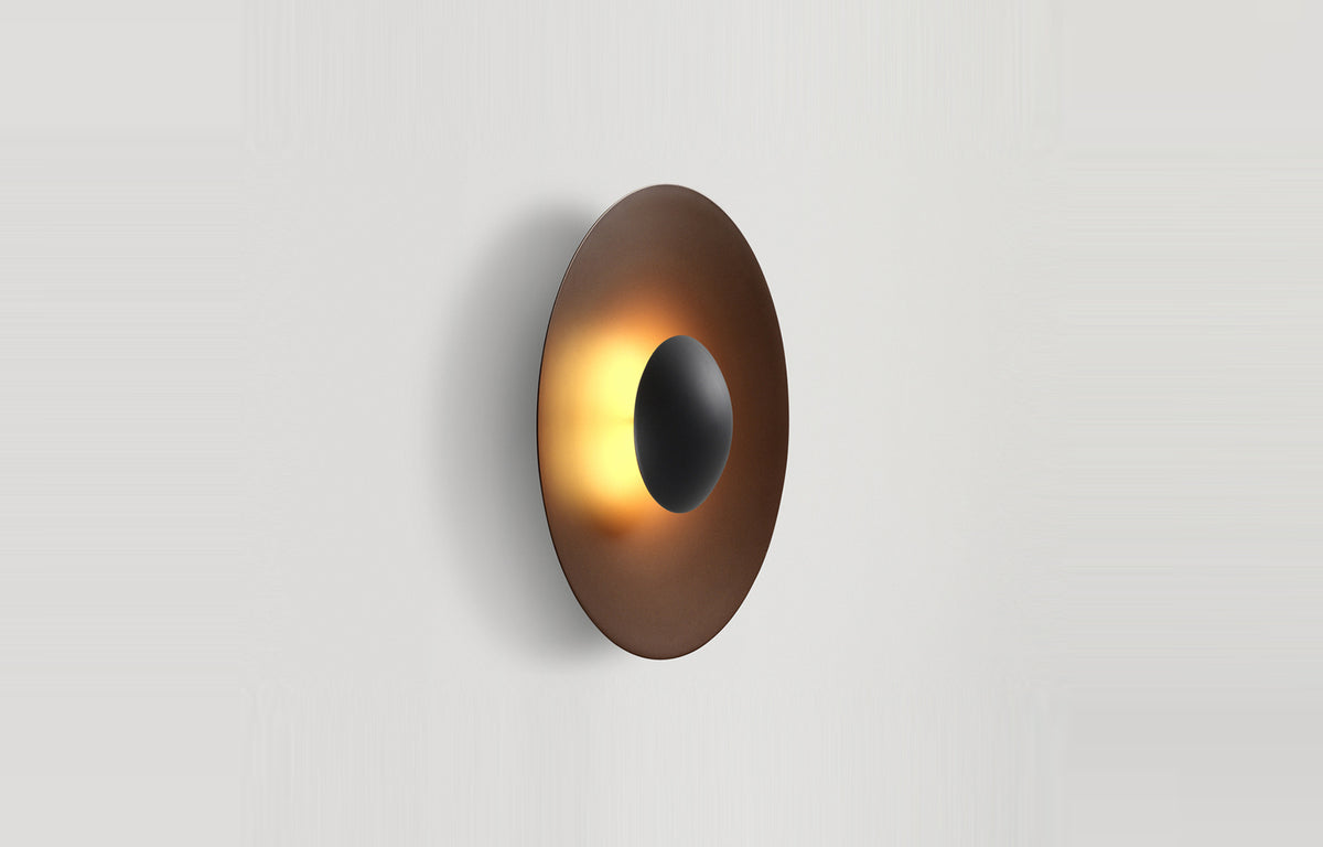 Ginger 15C/20C IP65 LED Outdoor Wall/Ceiling Light by Marset - ø8", Rust Brown Aluminum Shade.