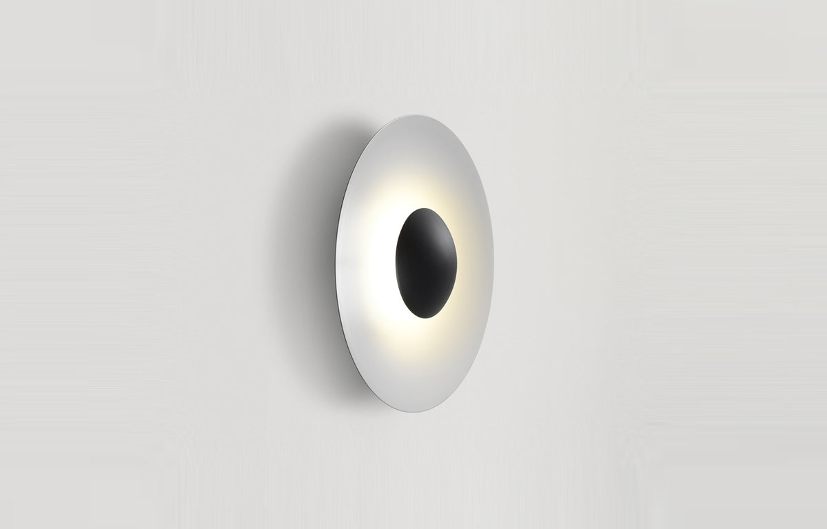 Ginger 15C/20C IP65 LED Outdoor Wall/Ceiling Light by Marset - ø8", Black-White Aluminum Shade.