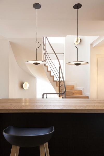 Ginger 20V/20V Pendant Light (set of 3) by Marset, showing ginger 20V/20Vx3 pendants in live shot.