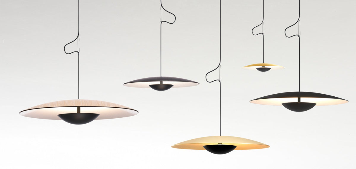 Ginger 8" Pendant Light by Marset, showing ginger 8" pendant lights in live shot.