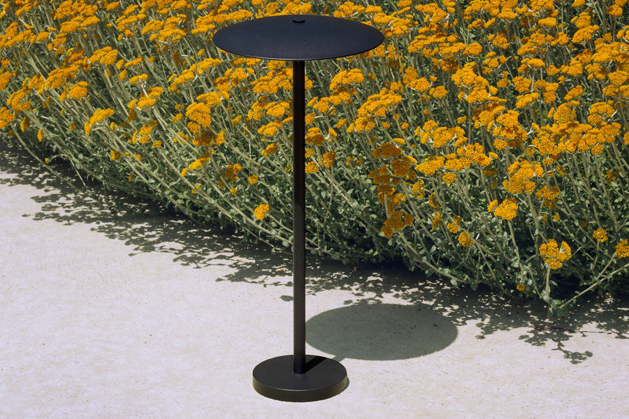 Ginger Bollard Outdoor Light by Marset, showing ginger bollard outdoor light in live shot.