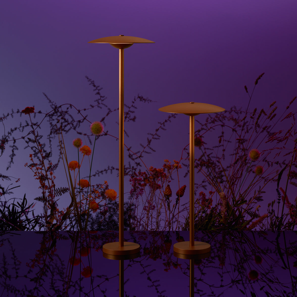 Ginger Bollard Outdoor Light by Marset, showing ginger bollard outdoor lights in live shot.