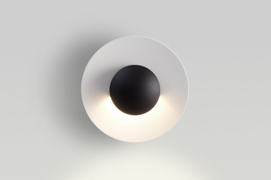 Ginger IP65 LED Outdoor Wall/Ceiling Light by Marset, showing front view of ginger ip65 led outdoor wall/ceiling light in studio shot.