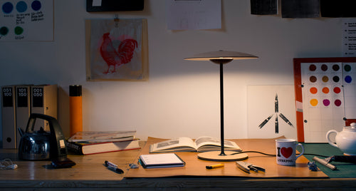 Ginger Table Lamp by Marset, showing ginger table lamp in live shot.