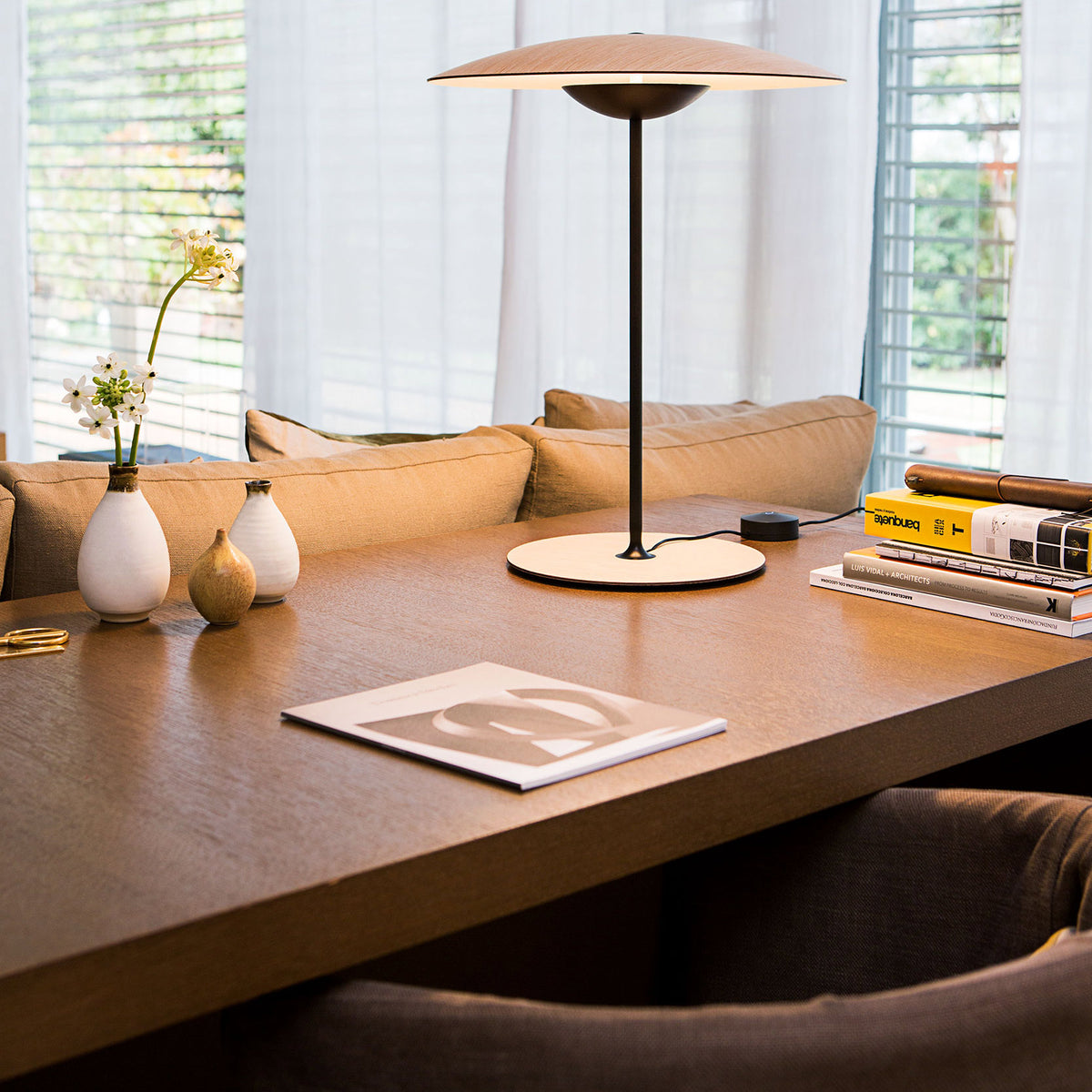 Ginger Table Lamp by Marset, showing ginger table lamp in live shot.
