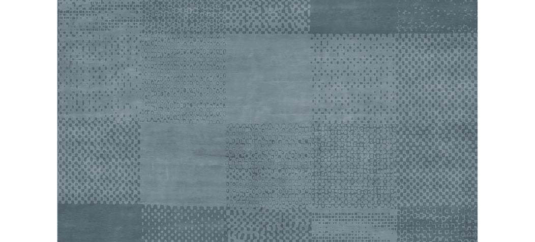 Ginno Kurera No 91 GO91 Rug by Second Studio, showing closeup view of ginno kurera no 91 go91 rug by second studio in mixed denim blue.