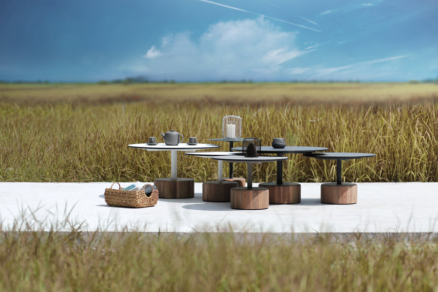 Glyph HPL Low Table by Mamagreen, showing glyph hpl low tables in live shot.