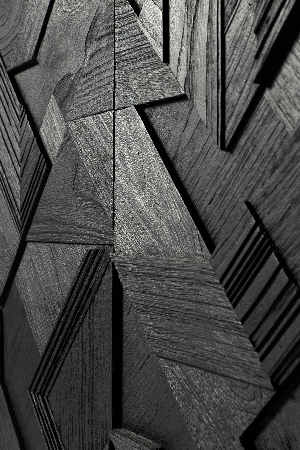 Graphic Sideboard by Ethnicraft, showing closeup view of graphic sideboard.