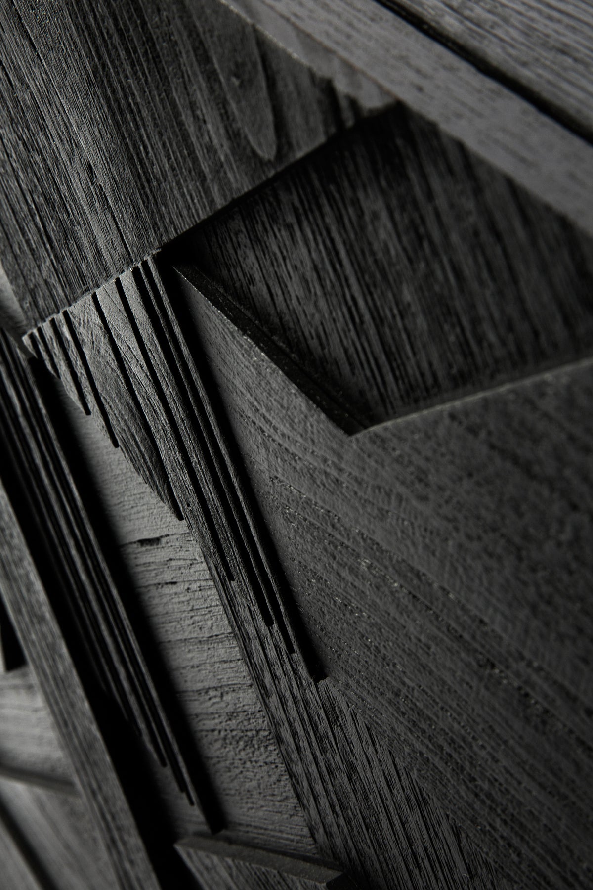 Graphic Sideboard by Ethnicraft, showing closeup view of graphic sideboard.