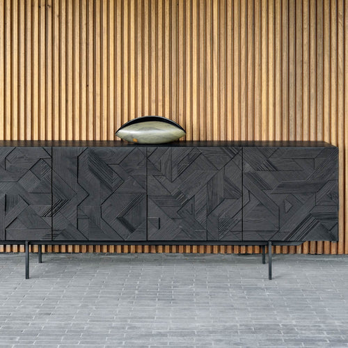 Graphic Sideboard by Ethnicraft, showing front view of graphic sideboard in the live shot.