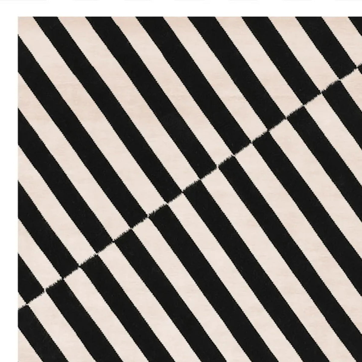Guspini GI100 Rug by Second Studio, showing closeup view of guspini gi100 rug by second studio in off-white & black.