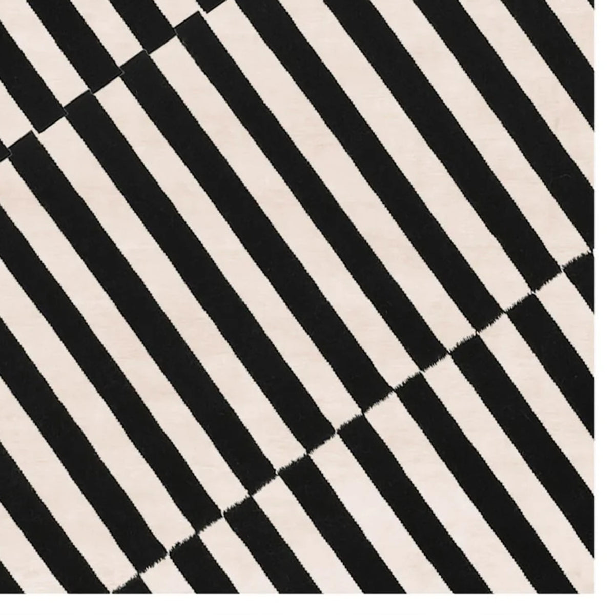 Guspini GI100 Rug by Second Studio, showing closeup view of guspini gi100 rug by second studio in off-white & black.