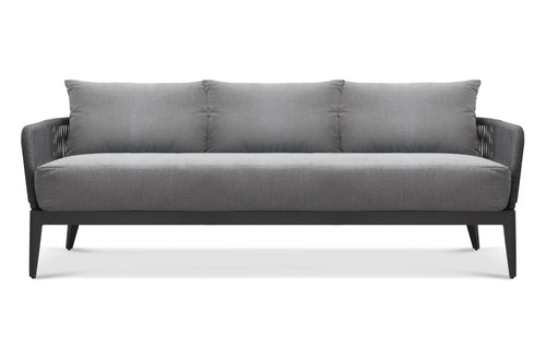 Hamilton Three Seat Lounge Sofa by Harbour - Asteroid Aluminum/Dark Grey Rope/Sunbrella Cast Slate.
