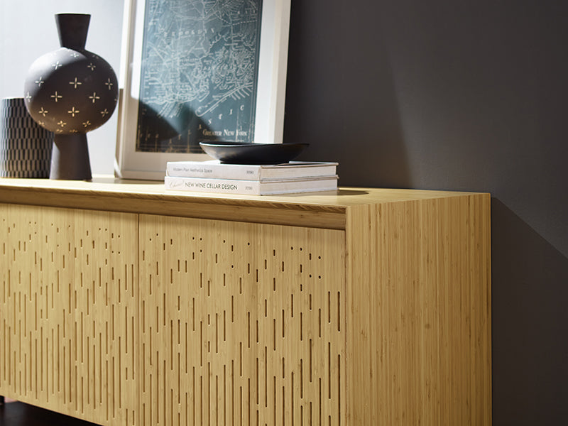 Hanna Console Sideboard by Greenington, showing closeup view of hanna console sideboard in live shot.