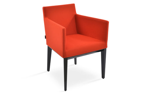 Harput Diamond Wood Arm Chair by SohoConcept - Black Lacquer, Camira Blazer Orange Wool.