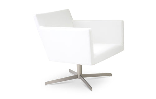 Harput Lounge Swivel 4 Star Armchair by SohoConcept - White Leatherette,