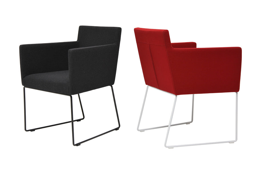 Harput Sled Wire Arm Chair by sohoConcept, showing side view of the chairs.