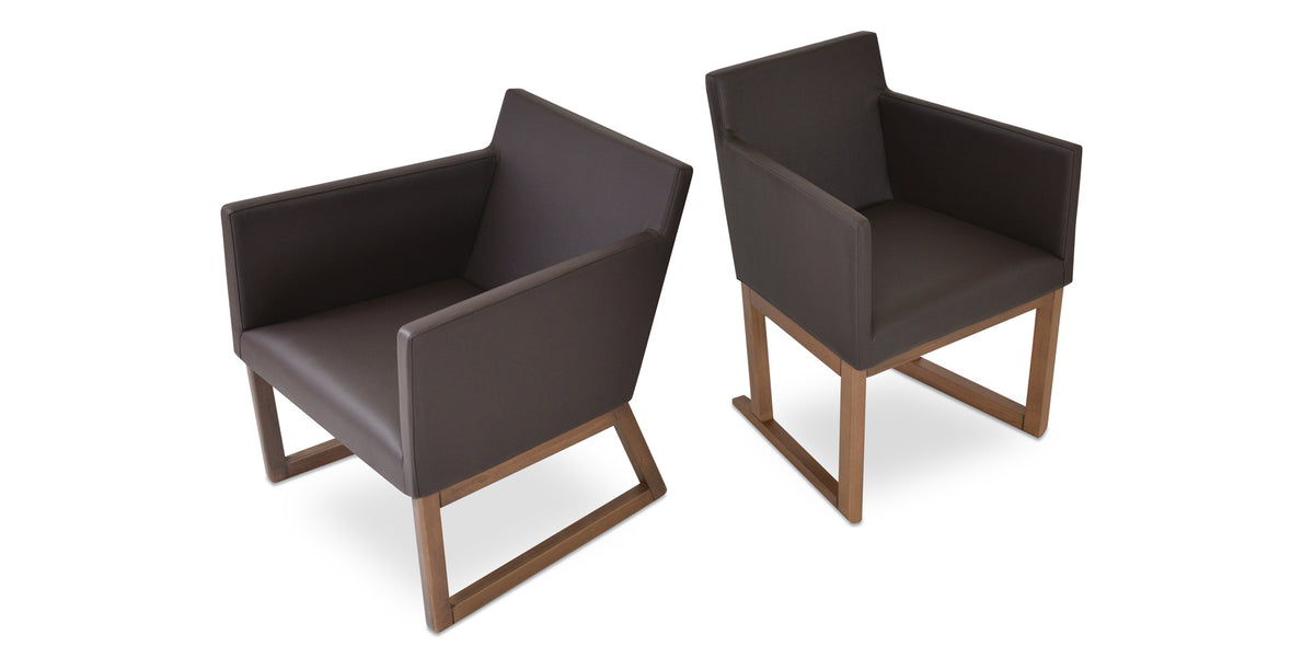 Harput Sled Wood Arm Chair by SohoConcept, showing two sled wood arm chairs together.