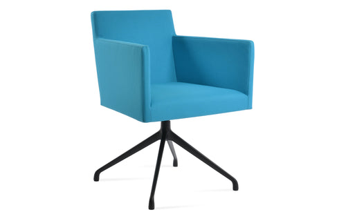 Harput Spider Swivel Arm Chair by SohoConcept - Black Aluminum, Camira Era Turquoise Fabric.