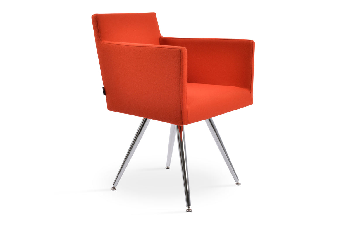 Harput Star Arm Chair by SohoConcept - Stainless Steel, Camira Blazer Orange Wool.