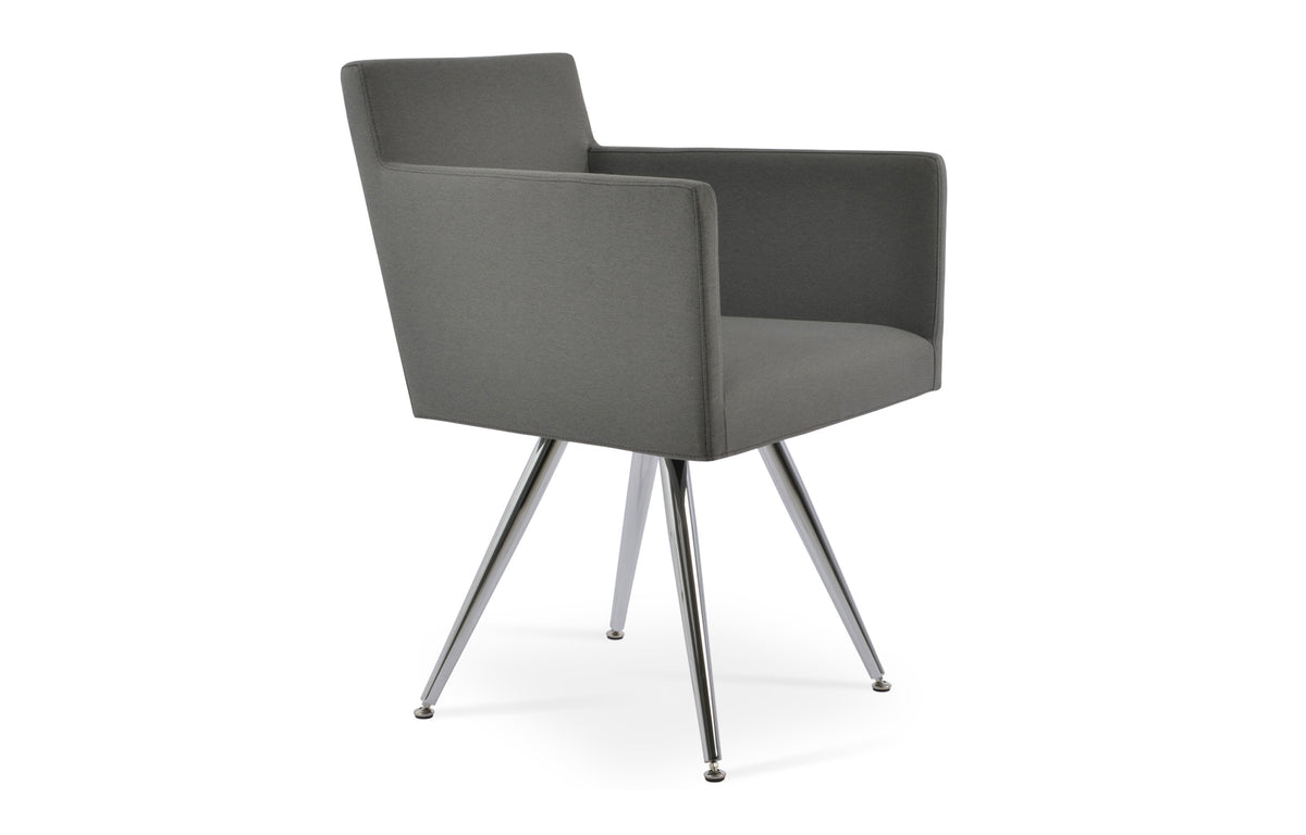 Harput Star Arm Chair by SohoConcept - Stainless Steel, Camira Era Grey Fabric.