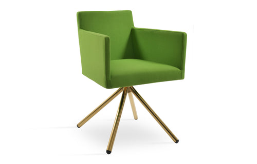 Harput Stick Arm Swivel Chair by SohoConcept - Gold Brass Steel Tube, Camira Blazer Pistachio Wool