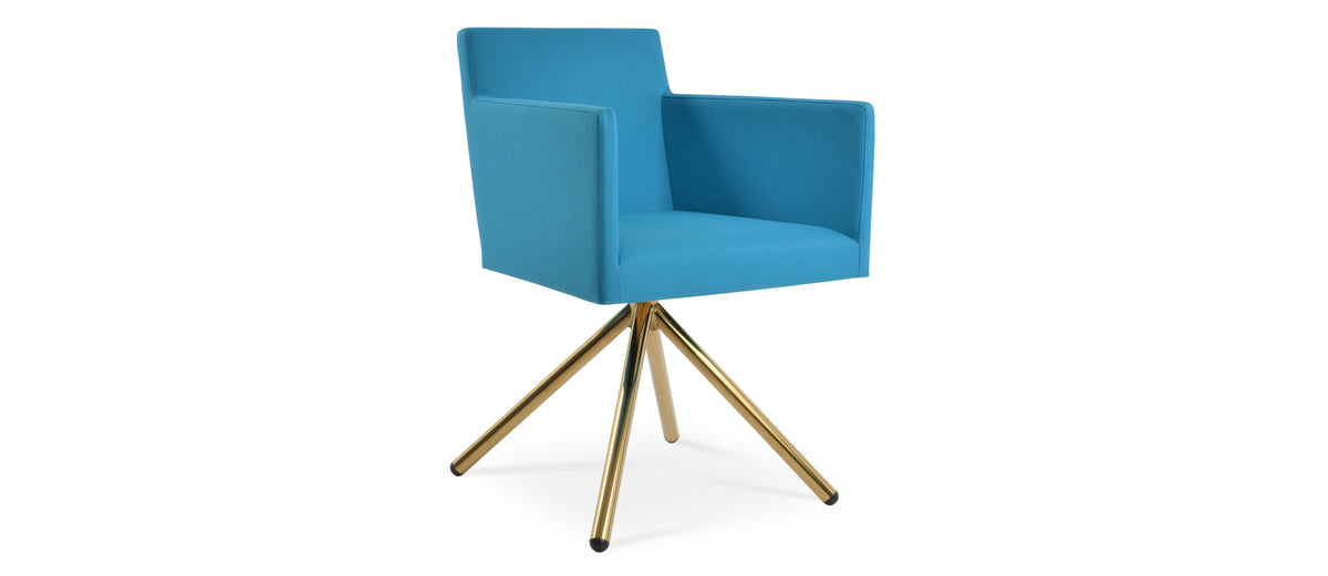 Harput Stick Arm Swivel Chair by SohoConcept, showing angle view of stick swivel arm chair.