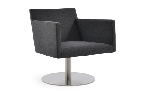 Harput Swivel Lounge Arm Chair by SohoConcept - Camira Blazer Dark Grey Wool