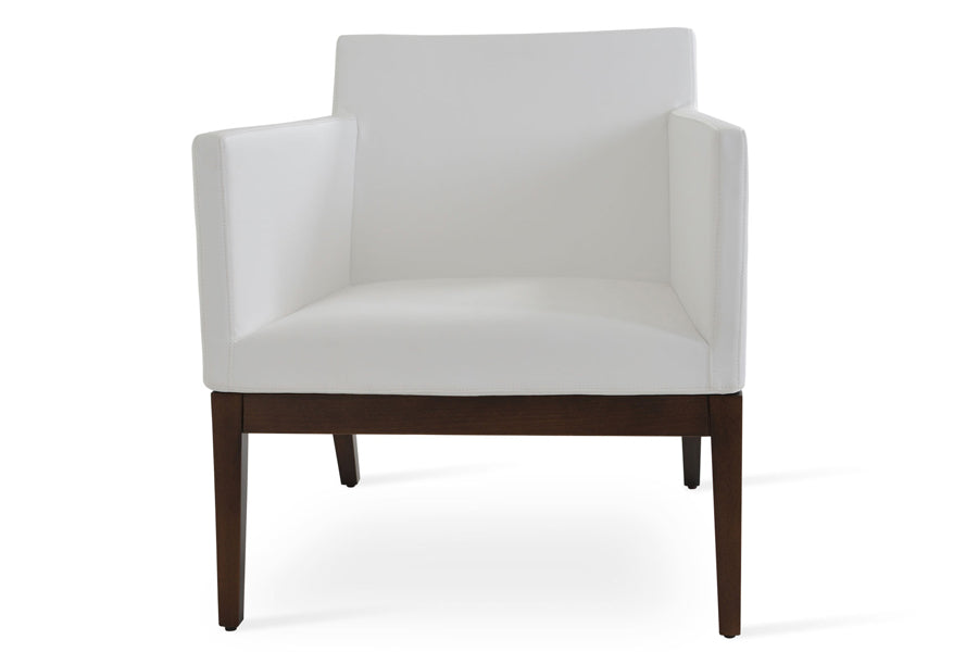 Harput Wood Lounge Chair by SohoConcept, showing front view of small lounge chair.