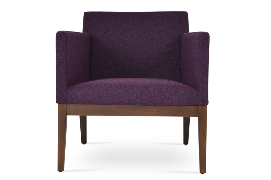 Harput Wood Lounge Chair by SohoConcept, showing front view of small lounge chair.