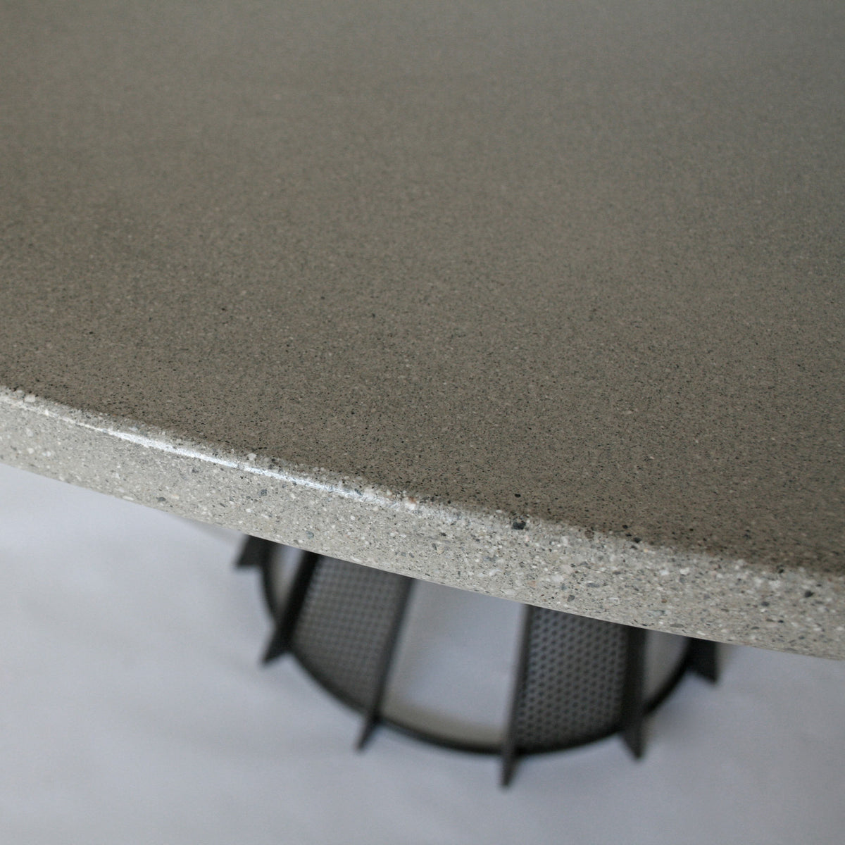 James De Wulf Harvest Dining Table by De Wulf, showing closeup view of harvest dining table in live shot.