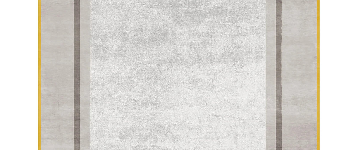 Hauser Motley HY104 Rug by Second Studio, showing closeup view of hauser motley hy104 rug by second studio in taupe/silver & yellow.