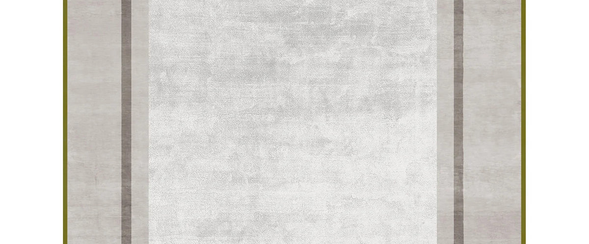 Hauser Motley HY105 Rug by Second Studio, showing closeup view of hauser motley hy105 rug by second studio in taupe/silver & green.