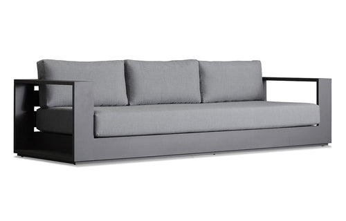 Hayman Three Seater Sofa by Harbour - Asteroid Aluminum + Batyline Silver/Sunbrella Cast Slate.