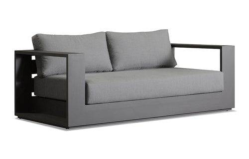 Hayman Two Seater Arm Sofa by Harbour - Asteroid Aluminum + Batyline Silver/Sunbrella Cast Slate.