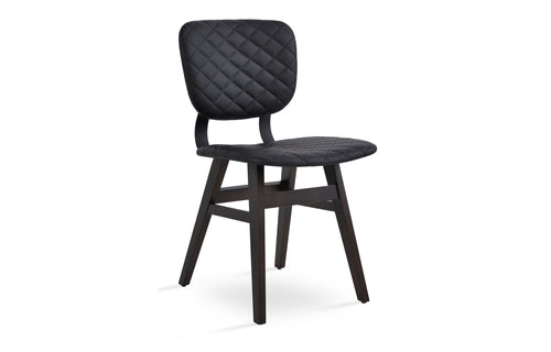 Hazal Dining Chair by SohoConcept - Solid Beech Wood Wenge, Black Quilted Leatherette
