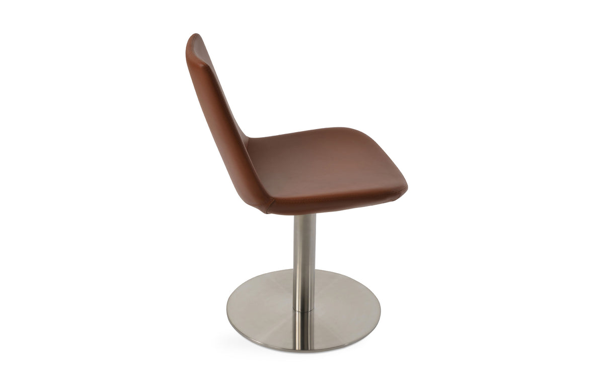 Eiffel Round Swivel Chair by SohoConcept - Polished Stainless Steel, Hazelnut PPM-S.