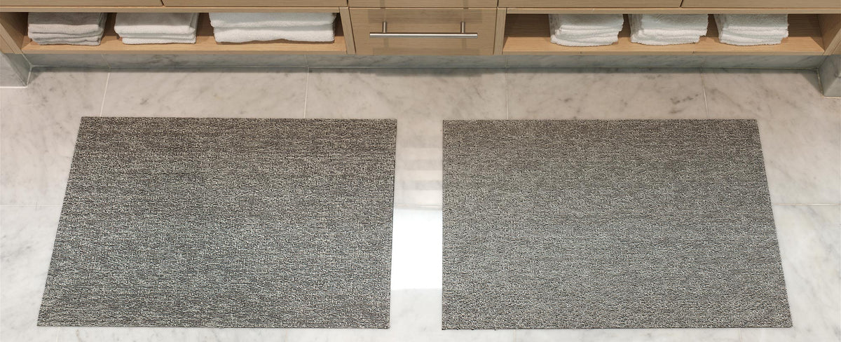Heathered Shag Mat by Chilewich, showing heathered shag mats in live shot.