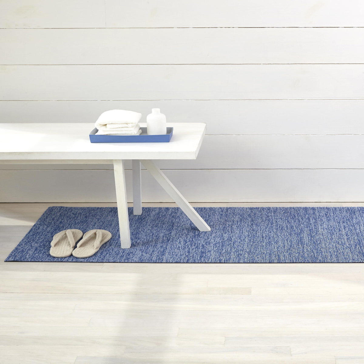 Heathered Shag Mat by Chilewich, showing heathered shag mat in live shot.
