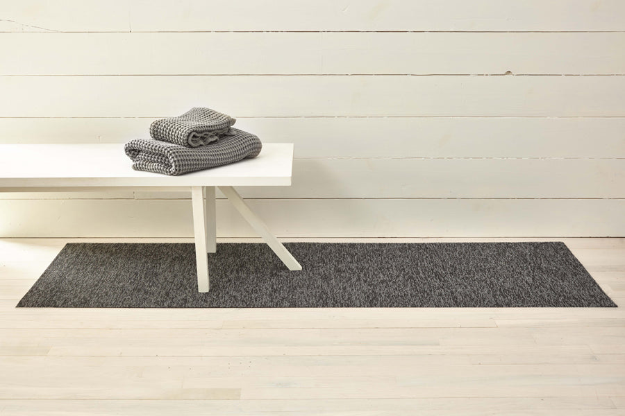 Heathered Shag Mat by Chilewich, showing heathered shag mat in live shot.